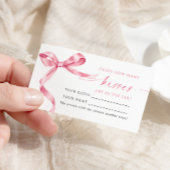 Roze Bow Hoeveel Kussen Douche Game Card Plaatskaartje