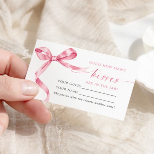 Roze Bow Hoeveel Kussen Douche Game Card Plaatskaartje