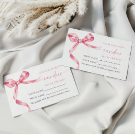 Roze Bow Hoeveel Snoepjes Douche Game Card Plaatskaartje