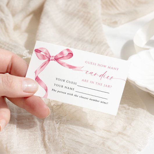 Roze Bow Hoeveel Snoepjes Douche Game Card Plaatskaartje