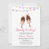 Roze Bow Ice Cream klaar voor Pop Baby shower Kaart (Voorkant)