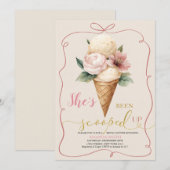 Roze Bow Ice Cream schepte Vrijgezellenfeest op Kaart (Voorkant / Achterkant)