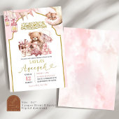 Roze Bow Islamitische Aqeeqah Meisje Baby Aankondi Kaart