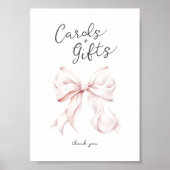 Roze Bow Kaarten & Cadeaus Tafelteken Poster (Voorkant)