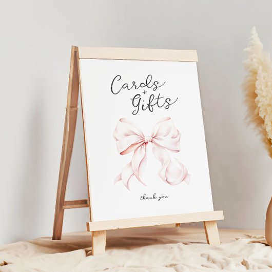 Roze Bow Kaarten & Cadeaus Tafelteken Poster