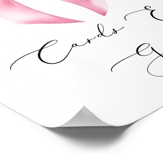 Roze Bow kaarten en geschenken elegante kalligrafi Poster (Hoek)