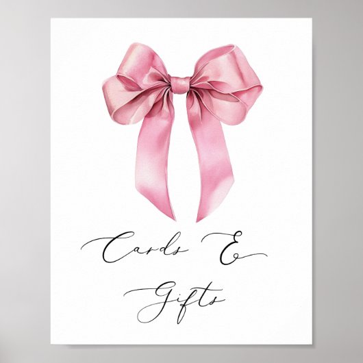 Roze Bow kaarten en geschenken elegante kalligrafi Poster (Voorkant)