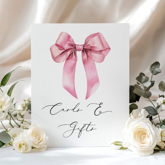 Roze Bow kaarten en geschenken elegante kalligrafi Poster