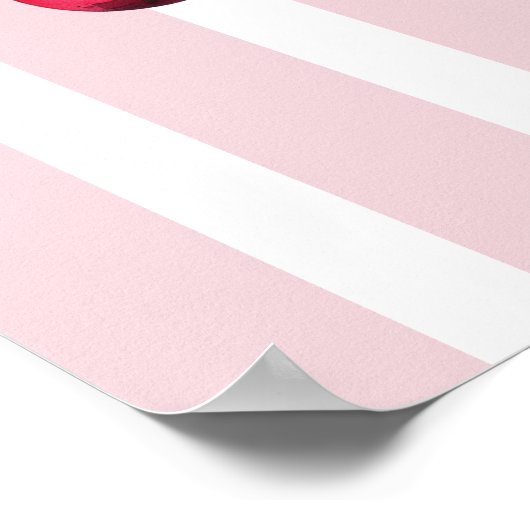 Roze Bow Kersen Coquette Esthetische Strepen Girly Poster (Hoek)