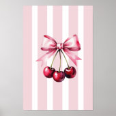 Roze Bow Kersen Coquette Esthetische Strepen Girly Poster (Voorkant)