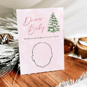 Roze Bow Kerstboom Baby shower Draw Baby Game Kaart