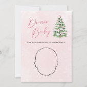 Roze Bow Kerstboom Baby shower Draw Baby Game Kaart (Voorkant)