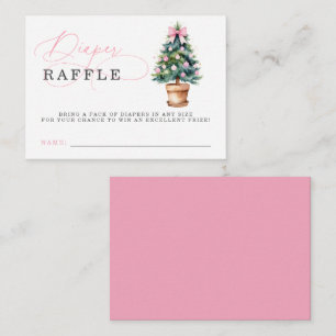 Roze Bow Kerstboom Baby shower Luier Raffle Informatiekaartje