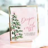 Roze Bow Kerstboom Baby shower Luier Raffle Poster