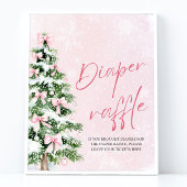Roze Bow Kerstboom Baby shower Luier Raffle Poster