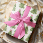 Roze Bow Kerstboom Coquette Girly Vakantie Cadeaupapier