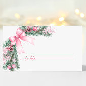 Roze Bow Kerstbruiloft Plaatskaartje