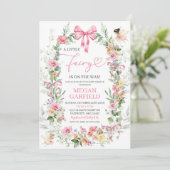 Roze Bow Kleurrijke Spring Floral Fairy Baby showe Kaart (Staand voorkant)