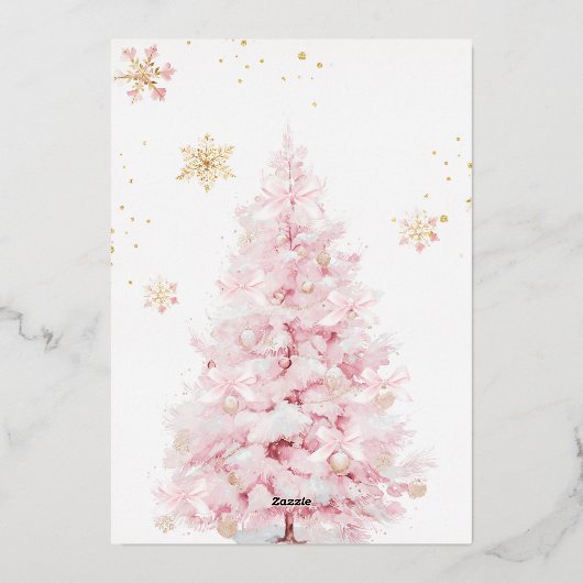 Roze Bow Koud Buiten Baby Meisje Douche Folie Uitnodiging (Achterkant)