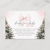 Roze Bow Koud Buiten Baby shower Boeken voor Baby Informatiekaartje (Voorkant)