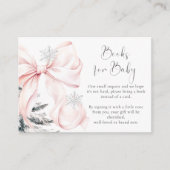 Roze Bow Koud Buiten Baby shower Boeken voor Baby Informatiekaartje (Voorkant)