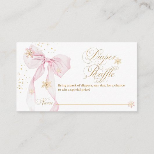 Roze Bow Koud Buiten Baby shower Luier Informatiekaartje (Voorkant)