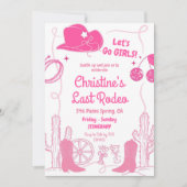 Roze Bow Laatste Rodeo Cowgirl Bachelorette Route Kaart (Voorkant)