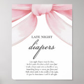 Roze Bow Late Night Luiers Baby shower spel Poster (Voorkant)