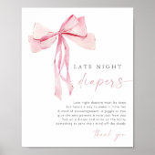 Roze Bow Late Night Luiers Game Sign Girl Blush Poster (Voorkant)