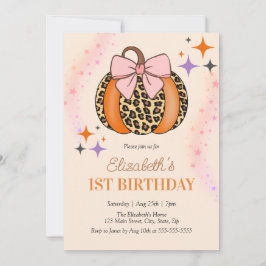 Roze Bow Leopard Pompoen Meisje Halloween Verjaard Kaart