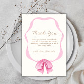 Roze  Bow Lijst Meisje Baby shower Bedankkaart