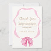 Roze  Bow Lijst Meisje Baby shower Bedankkaart (Voorkant)