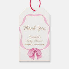 Roze  Bow Lijst Meisje Baby shower Dank u Cadeaulabel