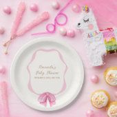 Roze  Bow Lijst Meisje Baby shower Papieren Bordje (Feest)