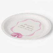 Roze  Bow Lijst Meisje Baby shower Papieren Bordje (Gekanteld)
