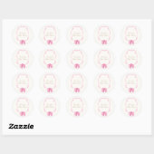 Roze  Bow Lijst Meisje Baby shower Ronde Sticker (Vel)