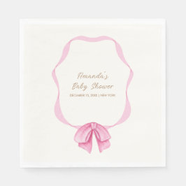 Roze  Bow Lijst Meisje Baby shower Servet