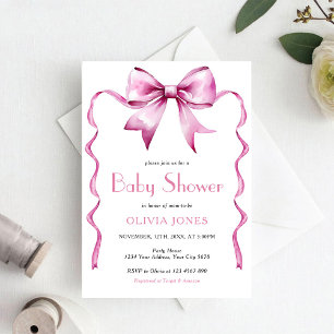 Roze Bow lint Baby shower Kaart