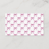 Roze Bow lint Baby shower Luier Raffle Informatiekaartje (Achterkant)