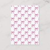 Roze Bow lint Baby shower Luier Raffle Informatiekaartje (Achterkant)