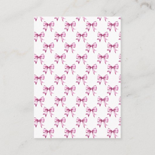 Roze Bow lint Baby shower Luier Raffle Informatiekaartje (Achterkant)