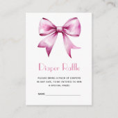 Roze Bow lint Baby shower Luier Raffle Informatiekaartje (Voorkant)