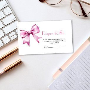 Roze Bow lint Baby shower Luier Raffle Informatiekaartje