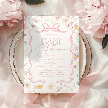 Roze Bow lint lijst Wildflower Baby meisje Douche
