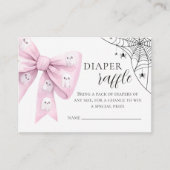 Roze Bow Little Boo Baby shower Luier Raffle Informatiekaartje (Voorkant)