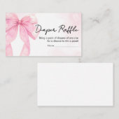 Roze Bow Little Boo Baby shower Luier Raffle Informatiekaartje (Voorkant / Achterkant)