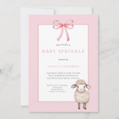 Roze Bow Little Lamb Baby Sprinkle Kaart (Voorkant)