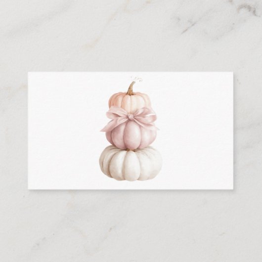 Roze Bow Little Pumpkin Baby shower Luier Raffle Informatiekaartje (Achterkant)