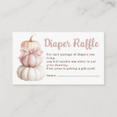 Roze Bow Little Pumpkin Baby shower Luier Raffle Informatiekaartje (Voorkant)