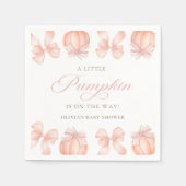 Roze Bow Little Pumpkin Baby shower servetten (Voorkant)